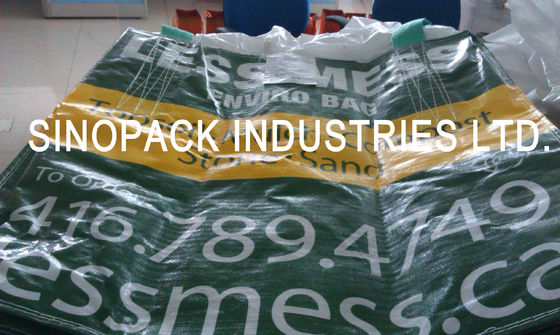 comprar Cuatro el panel BOPP laminó bolsos con los lazos de la esquina cruzados, bolsos del jumbo del polipropileno online manufacture